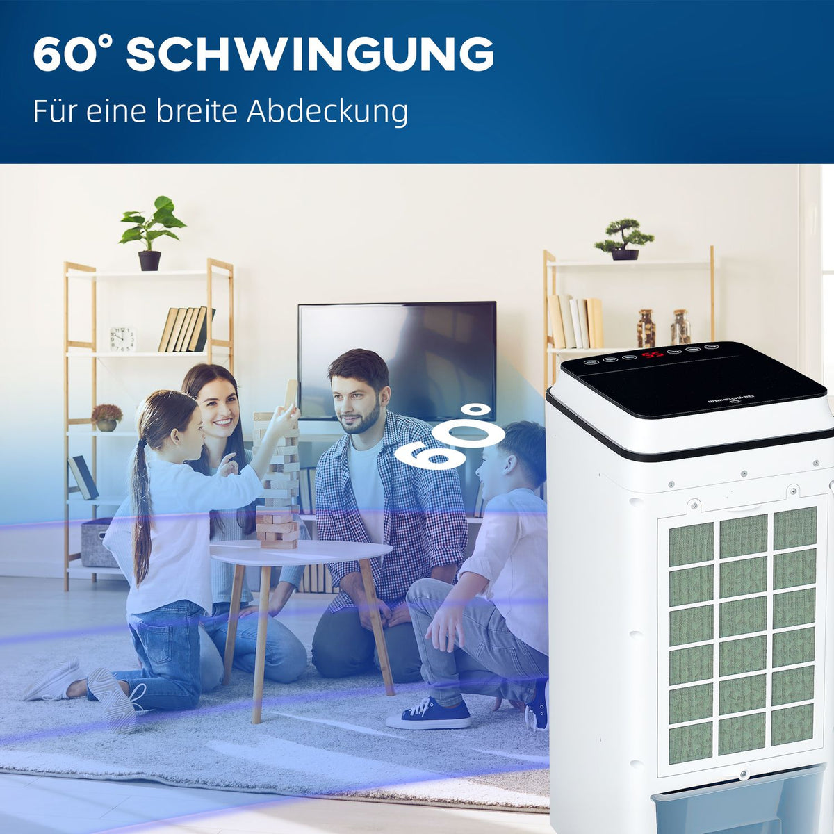 3 in 1 mobile air conditioning with air humidification water cooling 60° oscillating 4L air conditioner with 8h timer, sleep modes, 75W air cooler with remote control, for 20? White