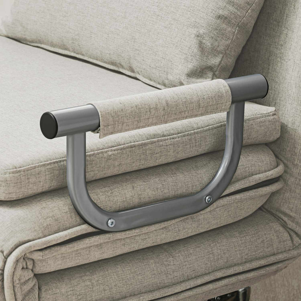 3 in 1 sleeping chair, sofa bed with bed function, folding chair with 3-level adjustable backrest, wheels, steel frame, 120kg load capacity, for living room, gray
