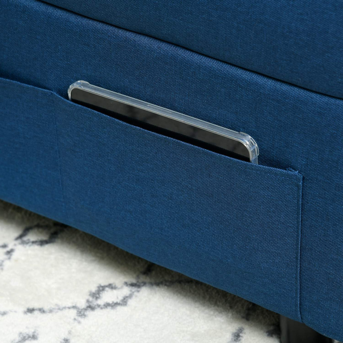 3-in-1 sofa bed with bed function, pull-out sofa bed, sleeping chair with side pocket, adjustable backrest, load capacity up to 150 kg, for living room, bedroom, blue
