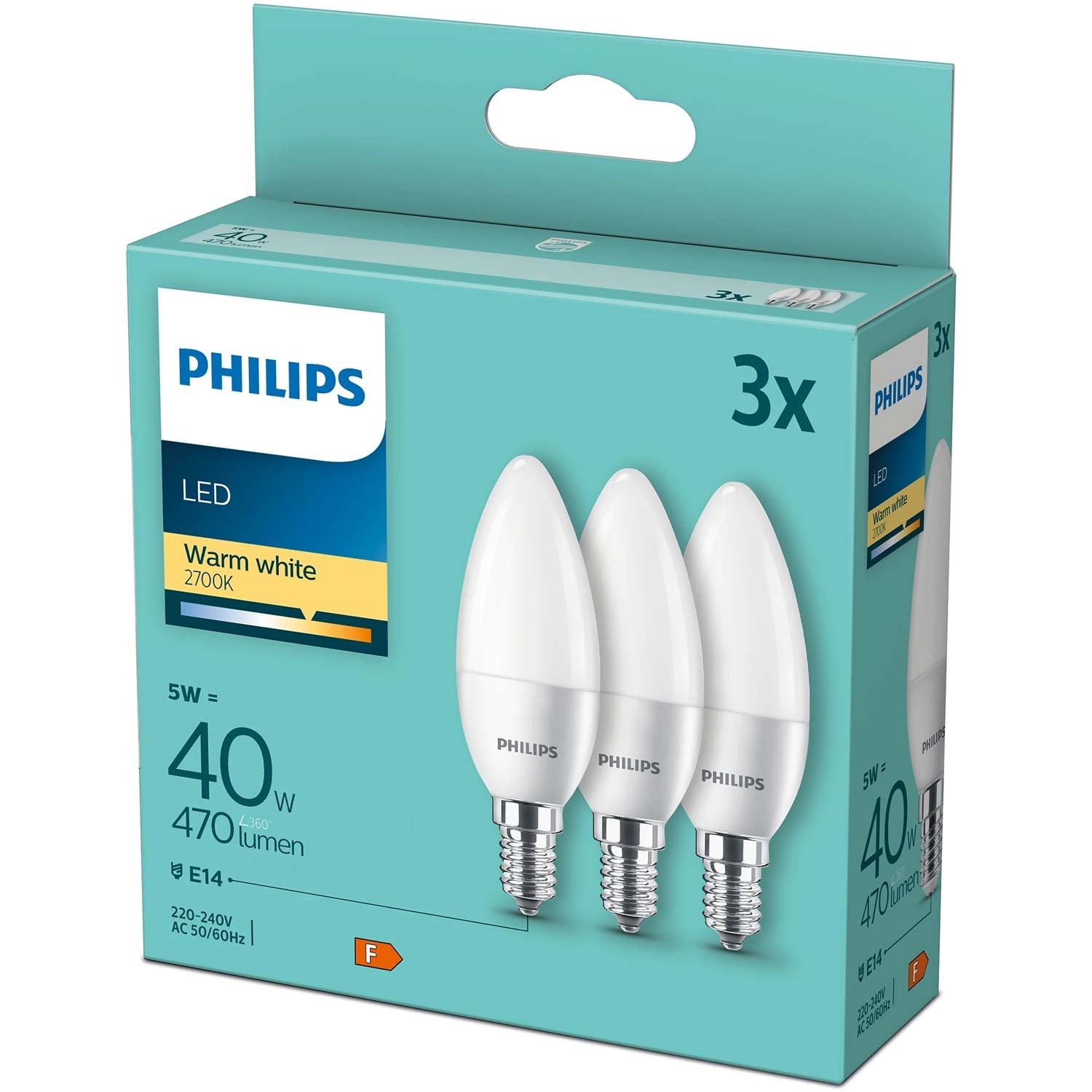 3-pack LED E14 Krone 5W (40W) Frost 470lm