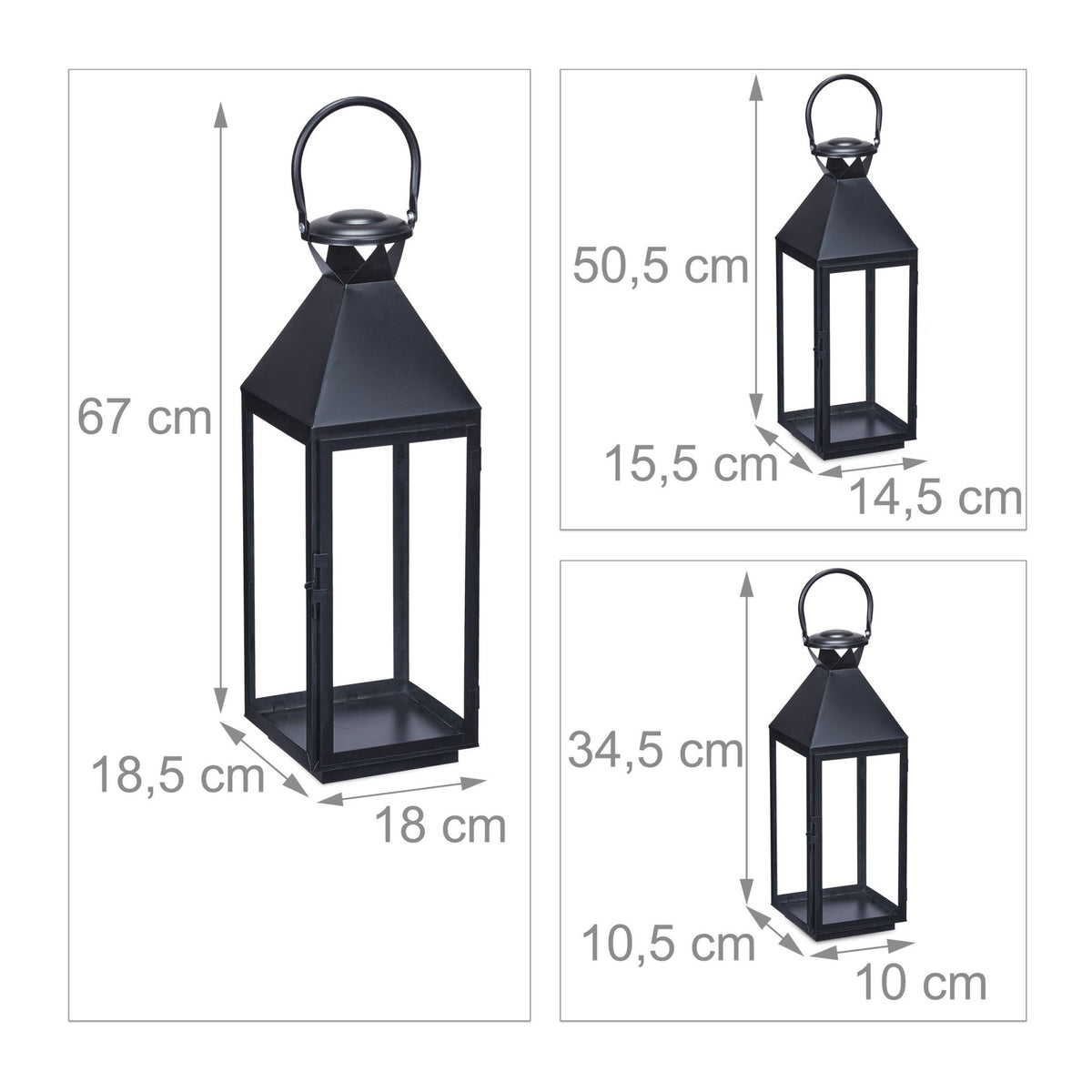 3 pcs. Lanterns in metal