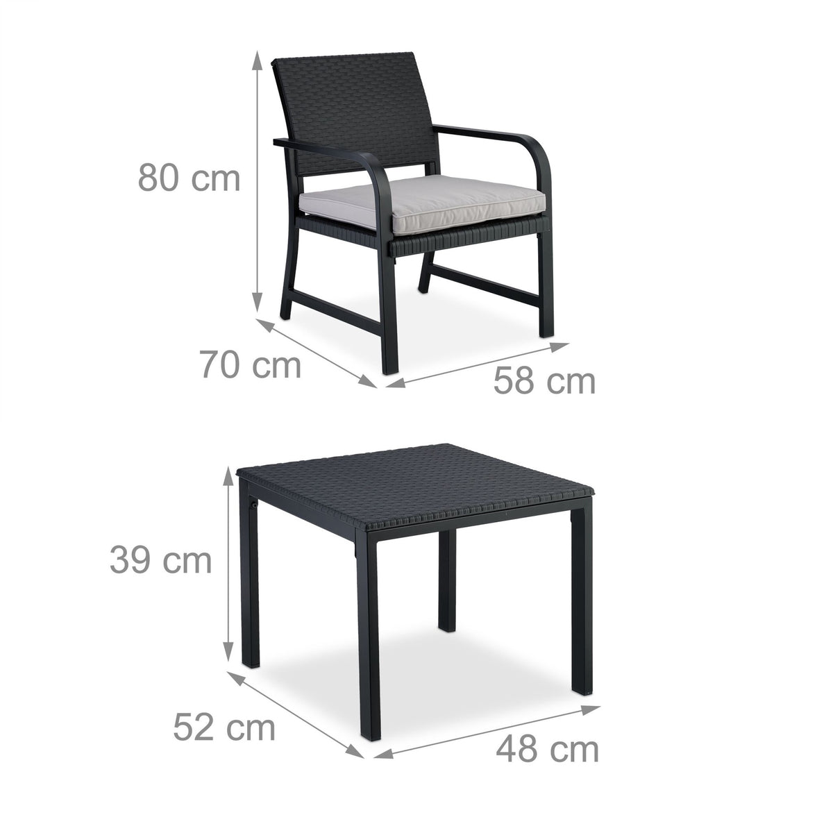 3-piece balcony furniture set in rattan look