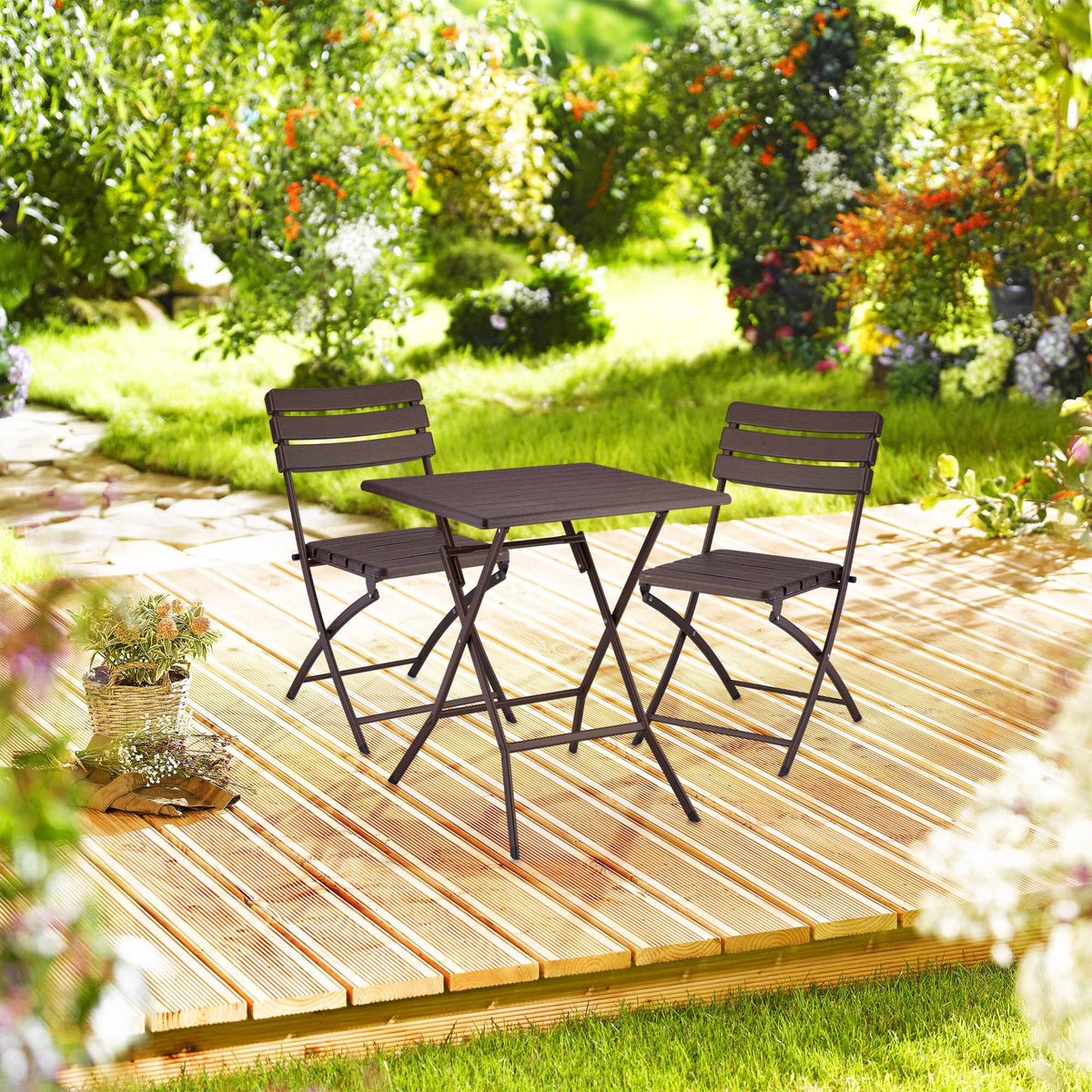 3-piece balcony furniture set in wooden look
