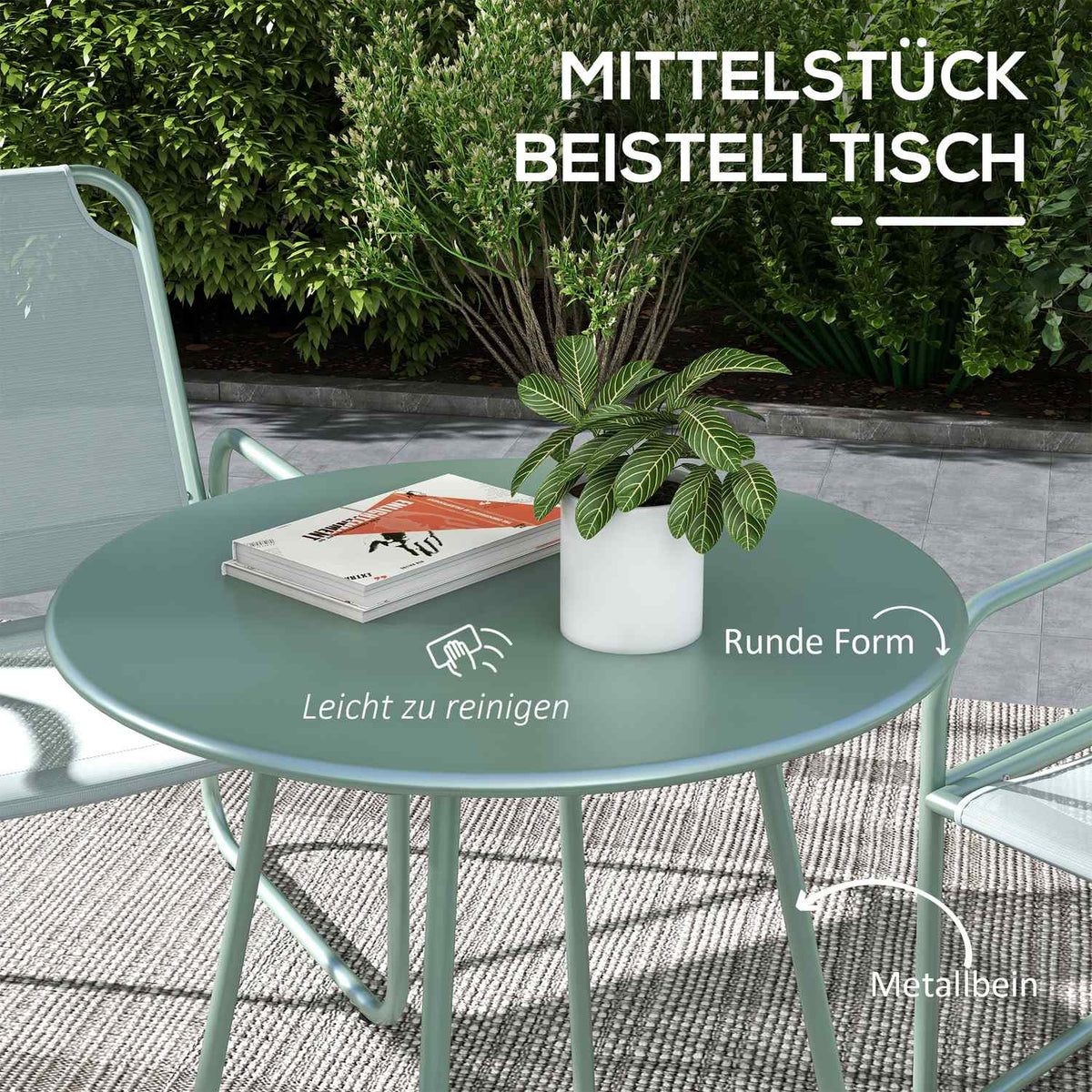 3 pieces Bistro set, balcony furniture set including 1 table, 2 chairs, garden furniture set, garden furniture set for garden, terrace, mesh, green