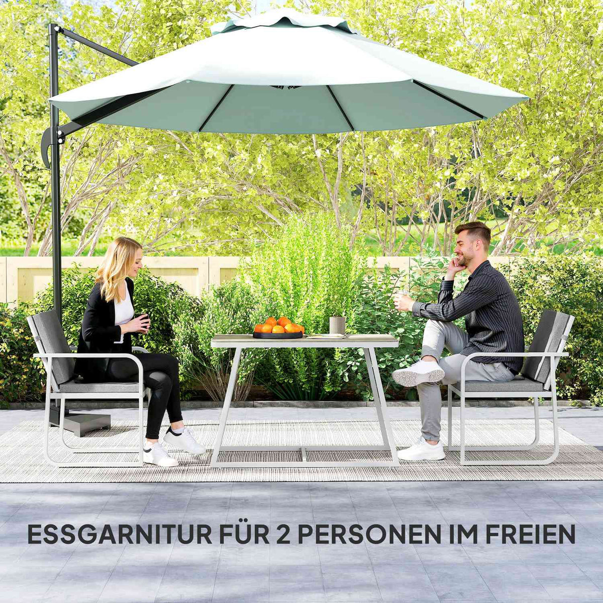 3-piece seating group, dining group for 2 people, dining table with 4 chairs, seat cushions, dining room group with glass table, kitchen table set, balcony furniture, garden furniture for terrace, balcony, dining room, light gray