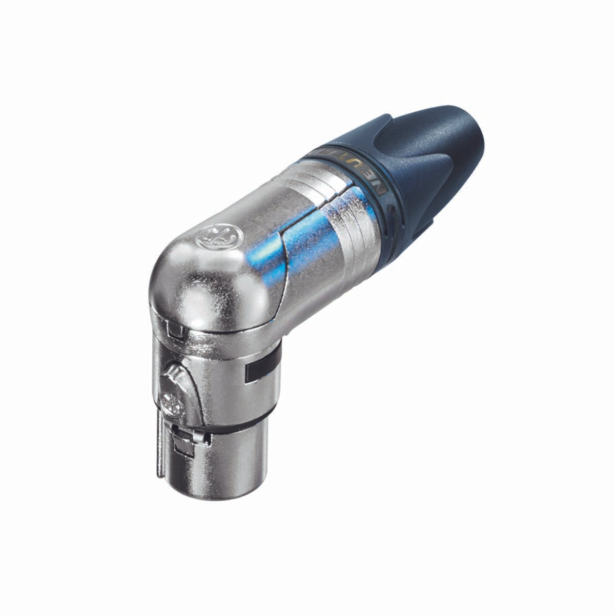 3-pin right-angle female cable connector, nickel housing, silver contacts