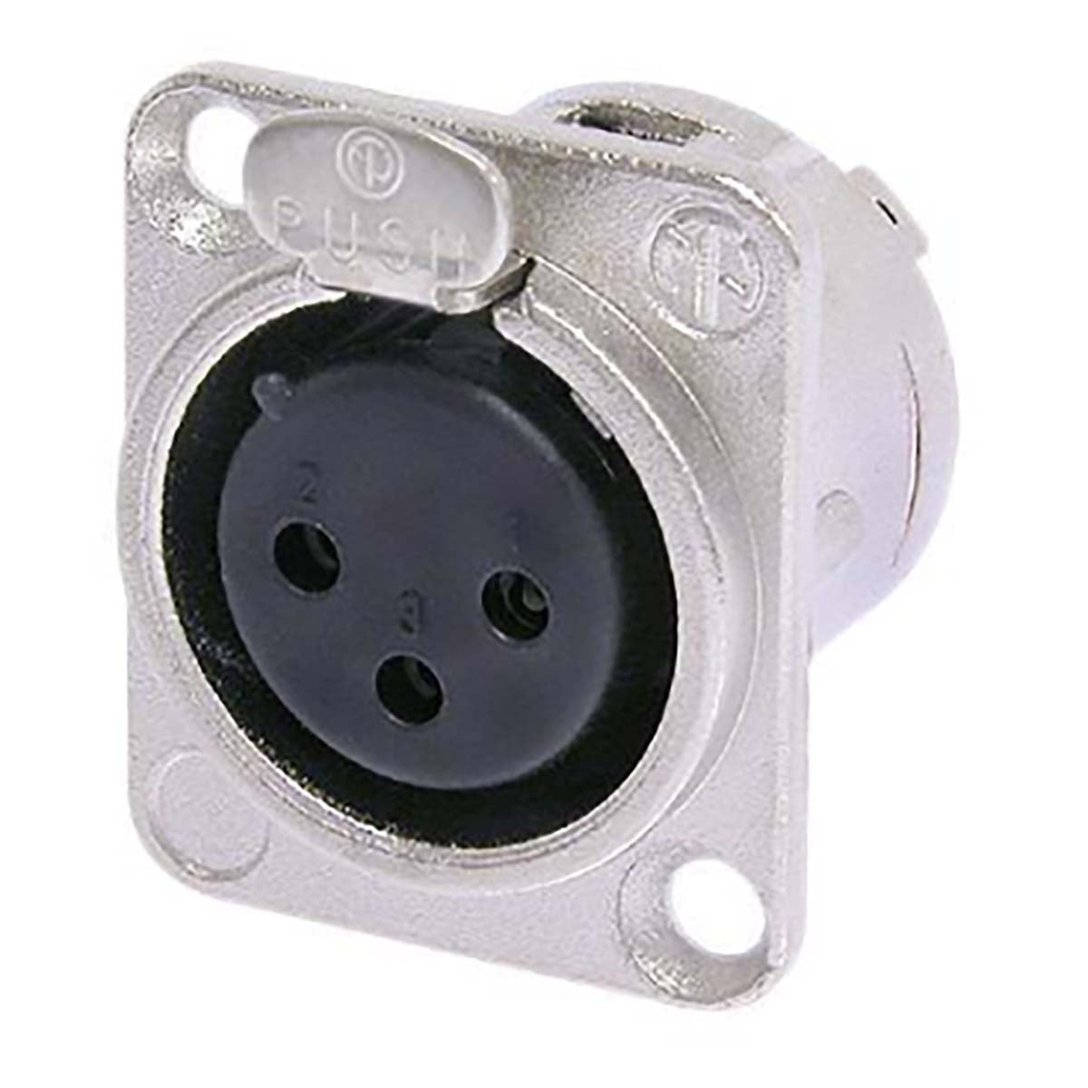 3-pole female socket, solder copper, Nickel housing, silver contacts
