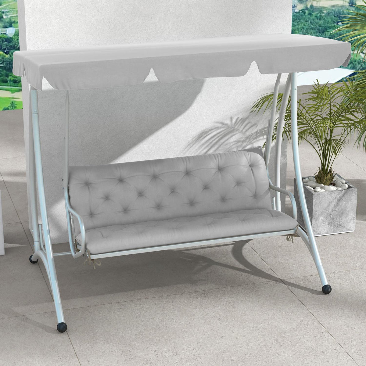 3 seater bench cushion 150x98x8 cm bench cushion with straps, seat cushion, outdoor/indoor chair cushion, seat cushion, seat cushion, bench cushion for garden furniture, bench porch swing, light gray