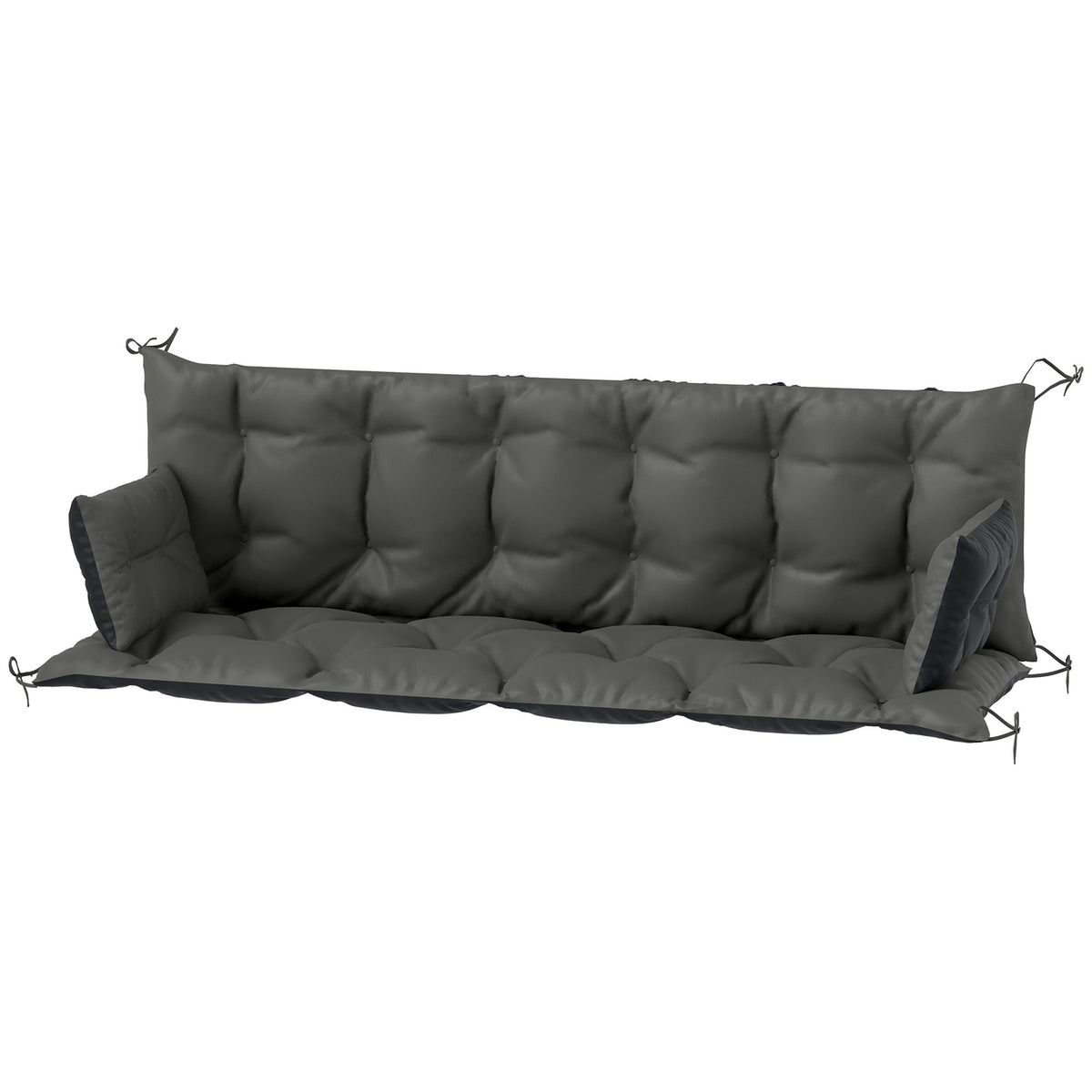 3 seater bench cushion 180x110x8 cm bench cushion with ties, seat cushion, outdoor/indoor chair cushion, seat cushion, seat cushion, bench cushion for garden furniture, porch swing, dark gray + black