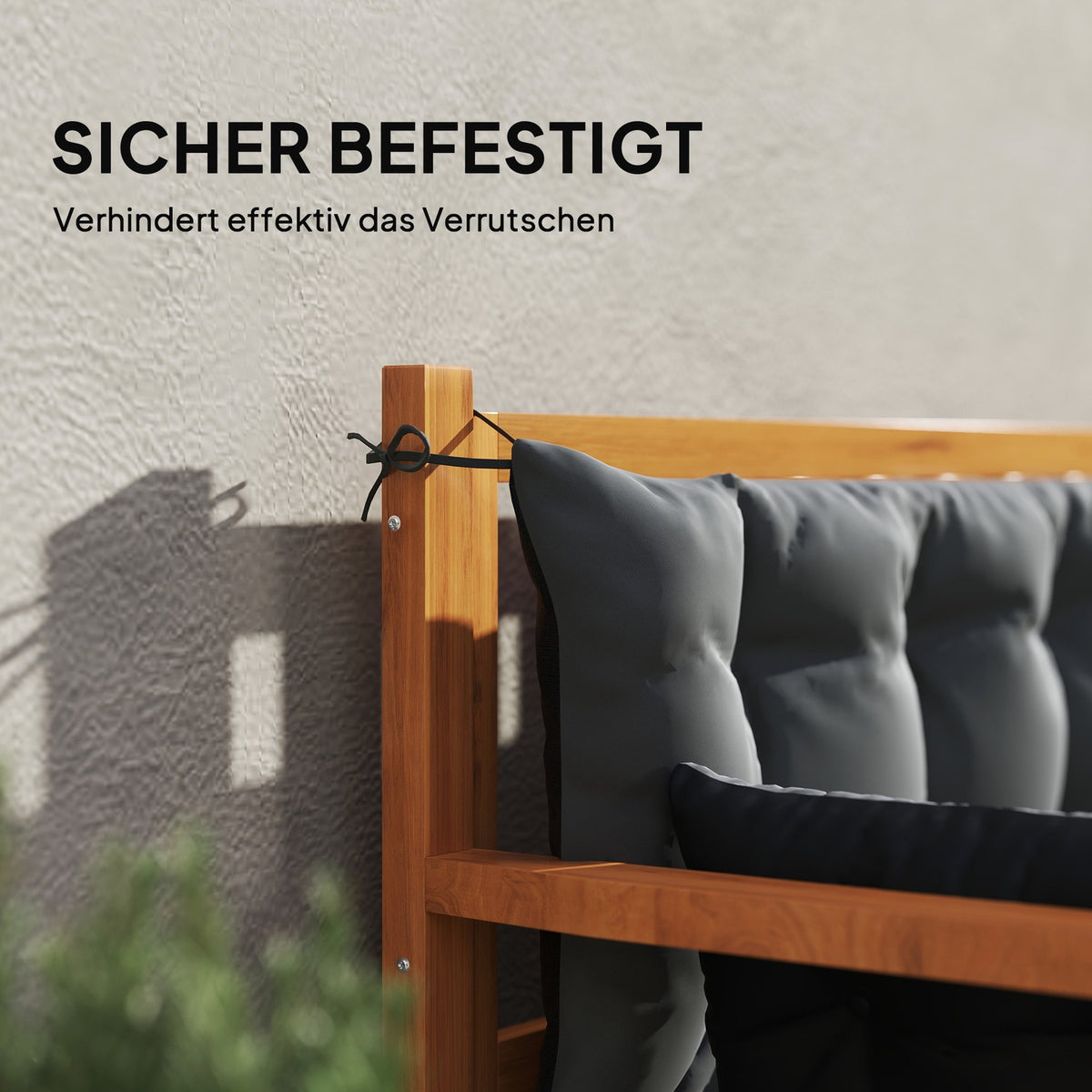 3 seater bench cushion 180x110x8 cm bench cushion with ties, seat cushion, outdoor/indoor chair cushion, seat cushion, seat cushion, bench cushion for garden furniture, porch swing, dark gray + black