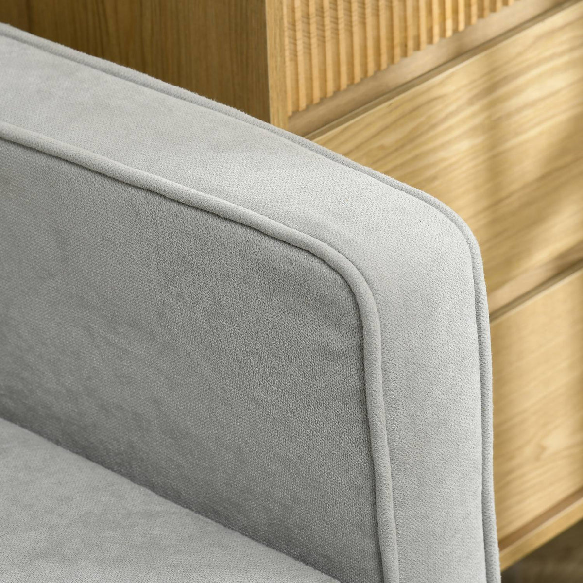 3-seater sofa, three-seater couch with storage space, armrest, upholstered sofa, for living room, bedroom, 166.5 x 62 x 82 cm, light gray