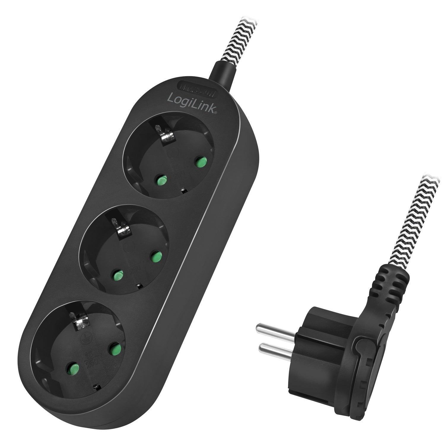 3-way outlet with textile cable