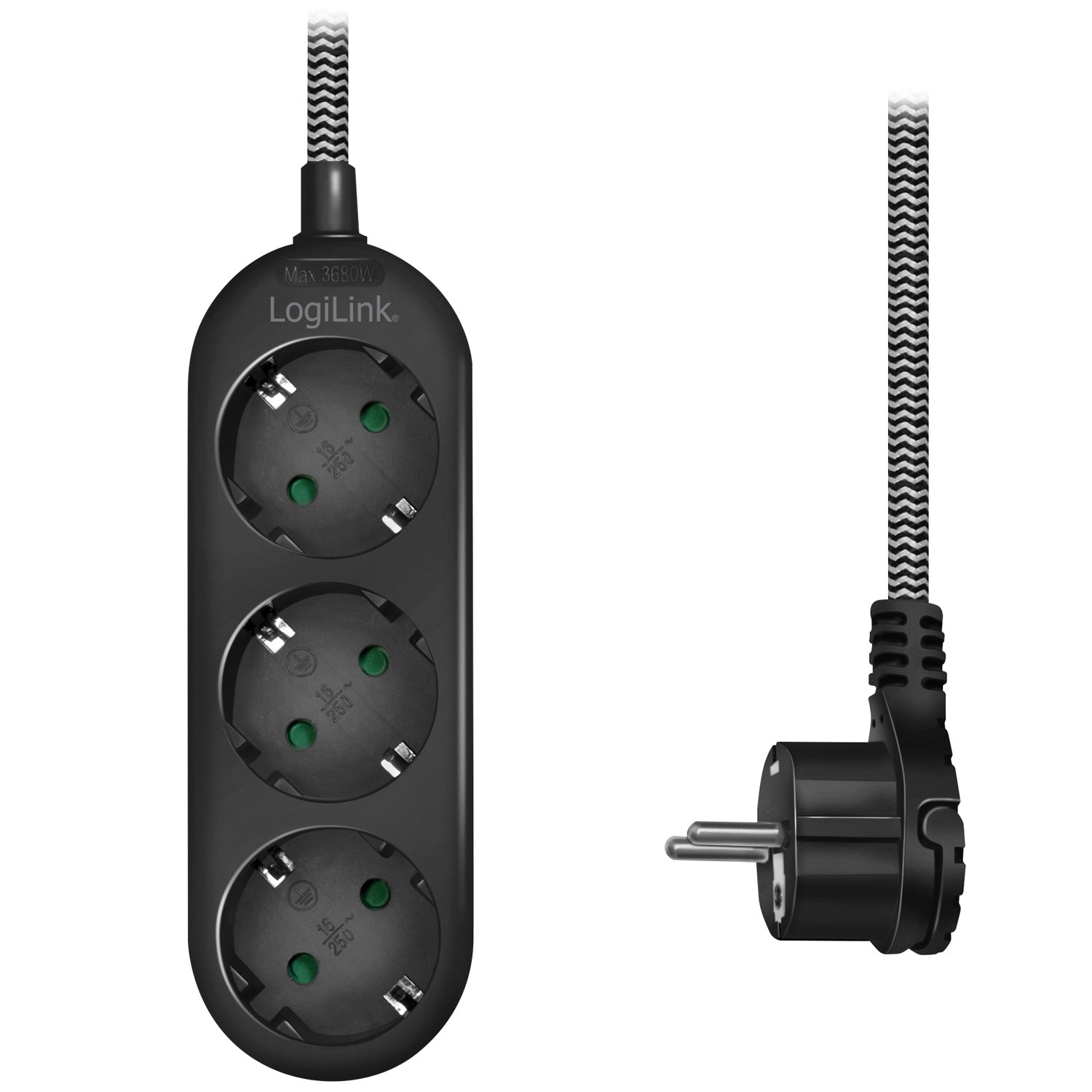 3-way outlet with textile cable