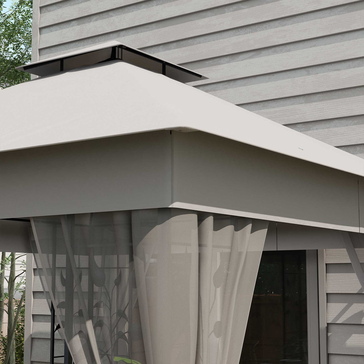 3x3 Pavilion with Double Roof, Water-Resistant Polyester
