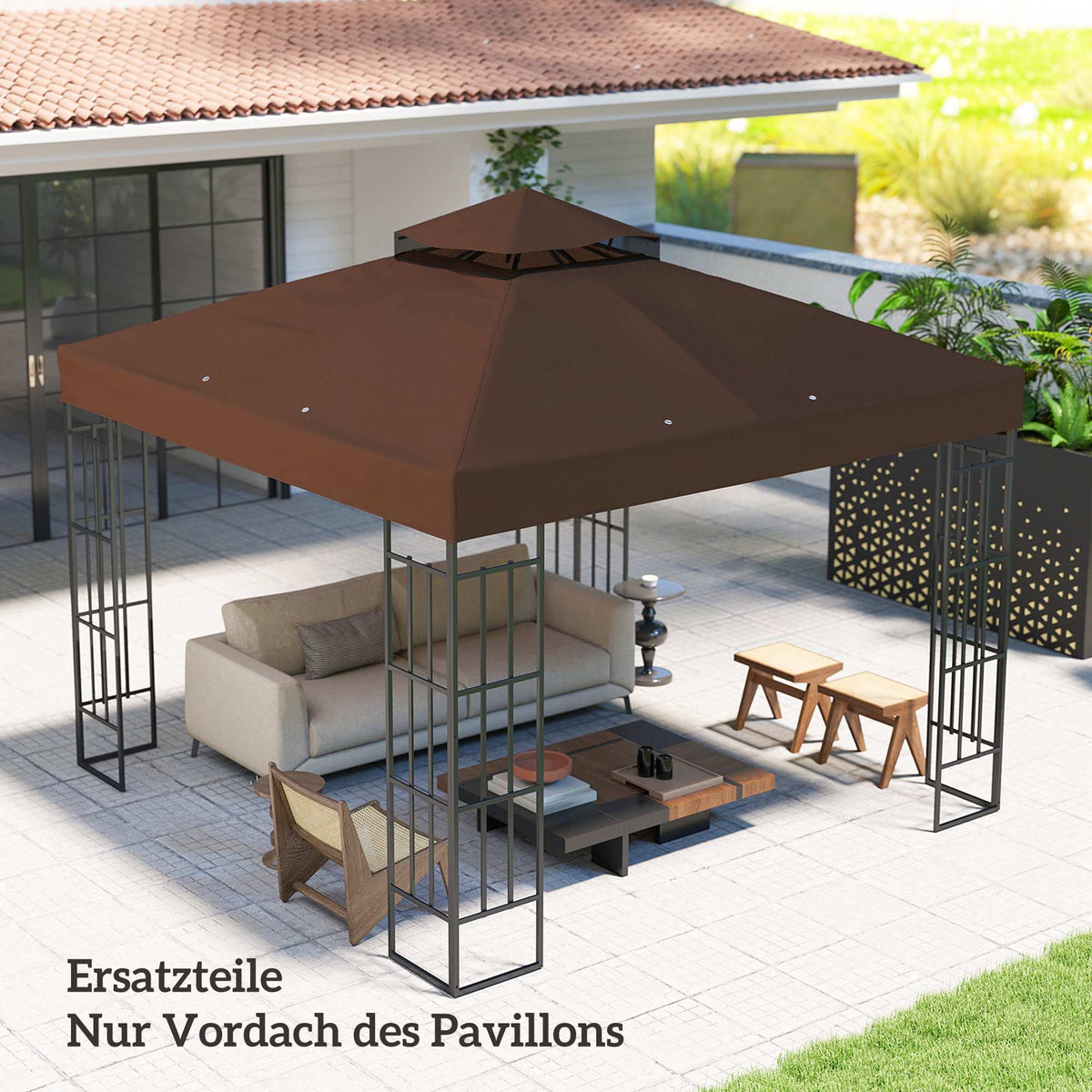 3x3m Gazebo Replacement Canopy, Coffee, UPF30+, Water Drainage