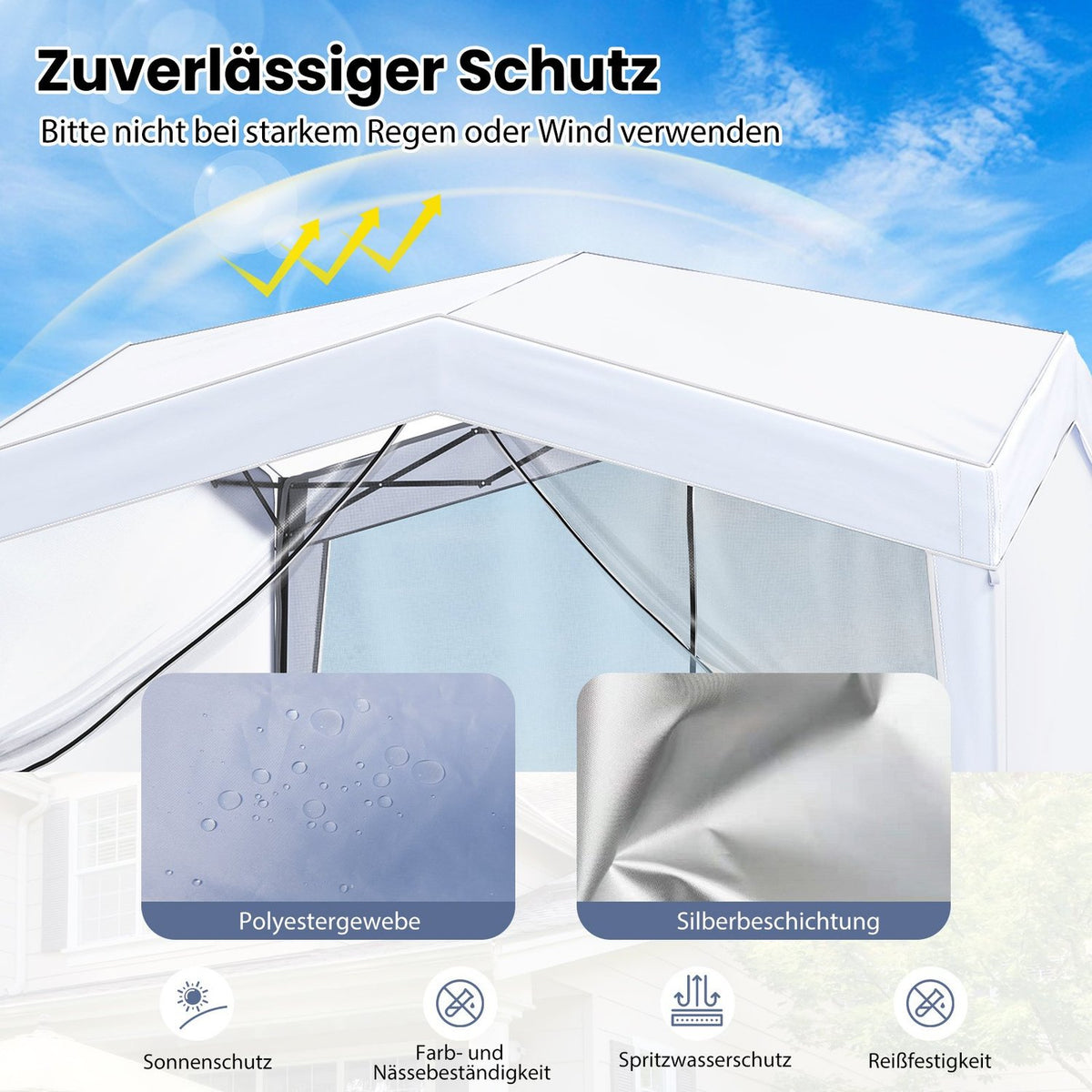 3x3 m Pop-Up Gazebo, Waterproof, Includes Bag & Stakes