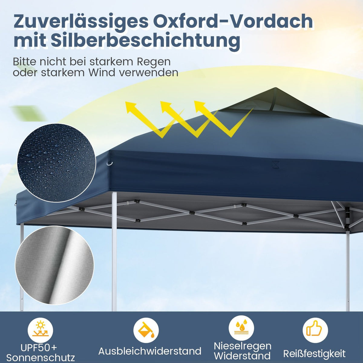 3x3m Waterproof Pop-Up Gazebo, UV 50+ Protection