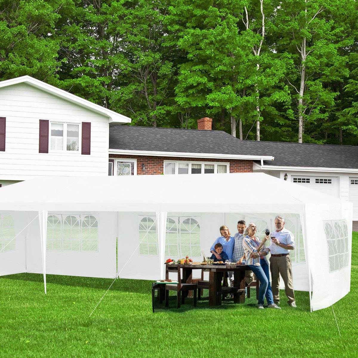 3 x 9 m pavilion tent garden pavilion garden tent with 5 removable side walls white
