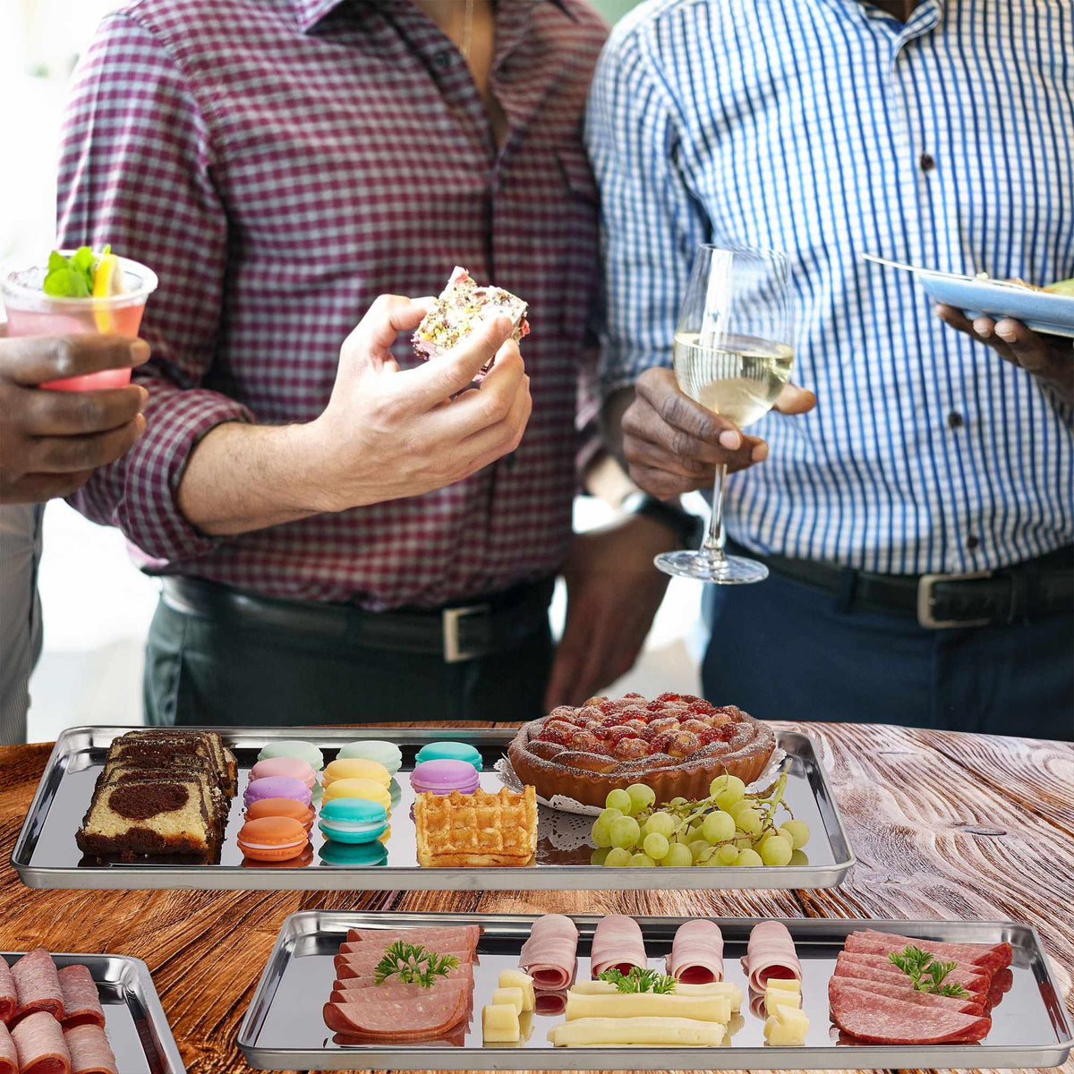 3x Steel Serving Trays