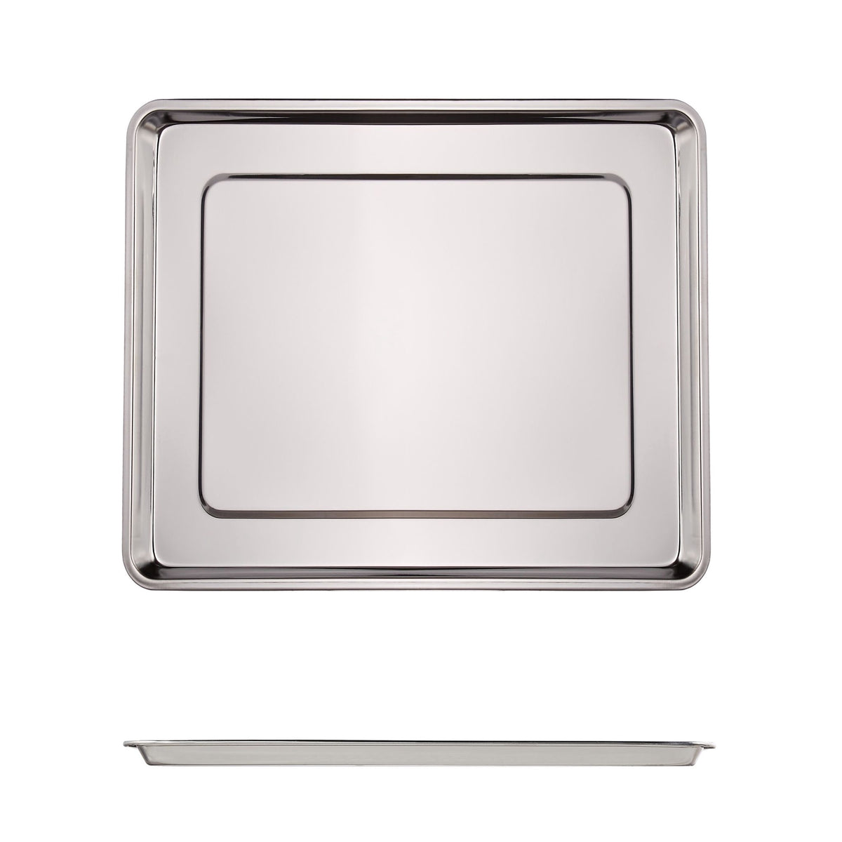 3x serving trays in steel