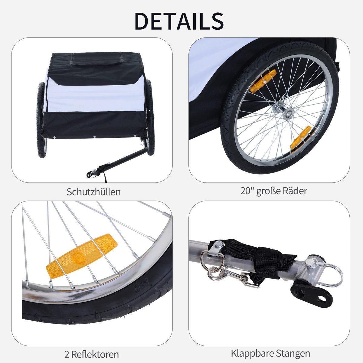 40 Kg Load Capacity, Handcart, White+Black, Steel Oxford, 140X77X65Cm