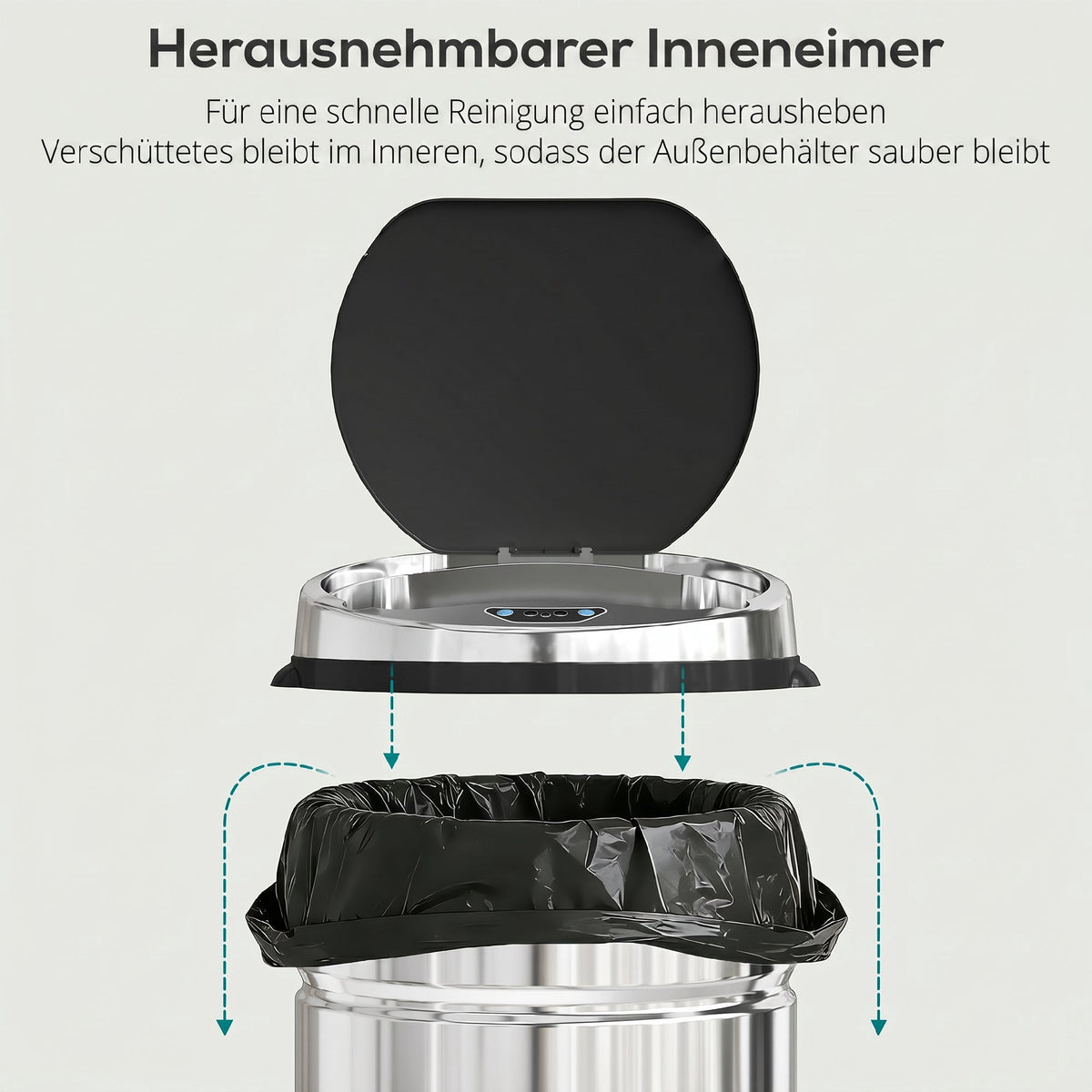 42L Stainless Steel Sensor Bin with Infrared, Kitchen Use