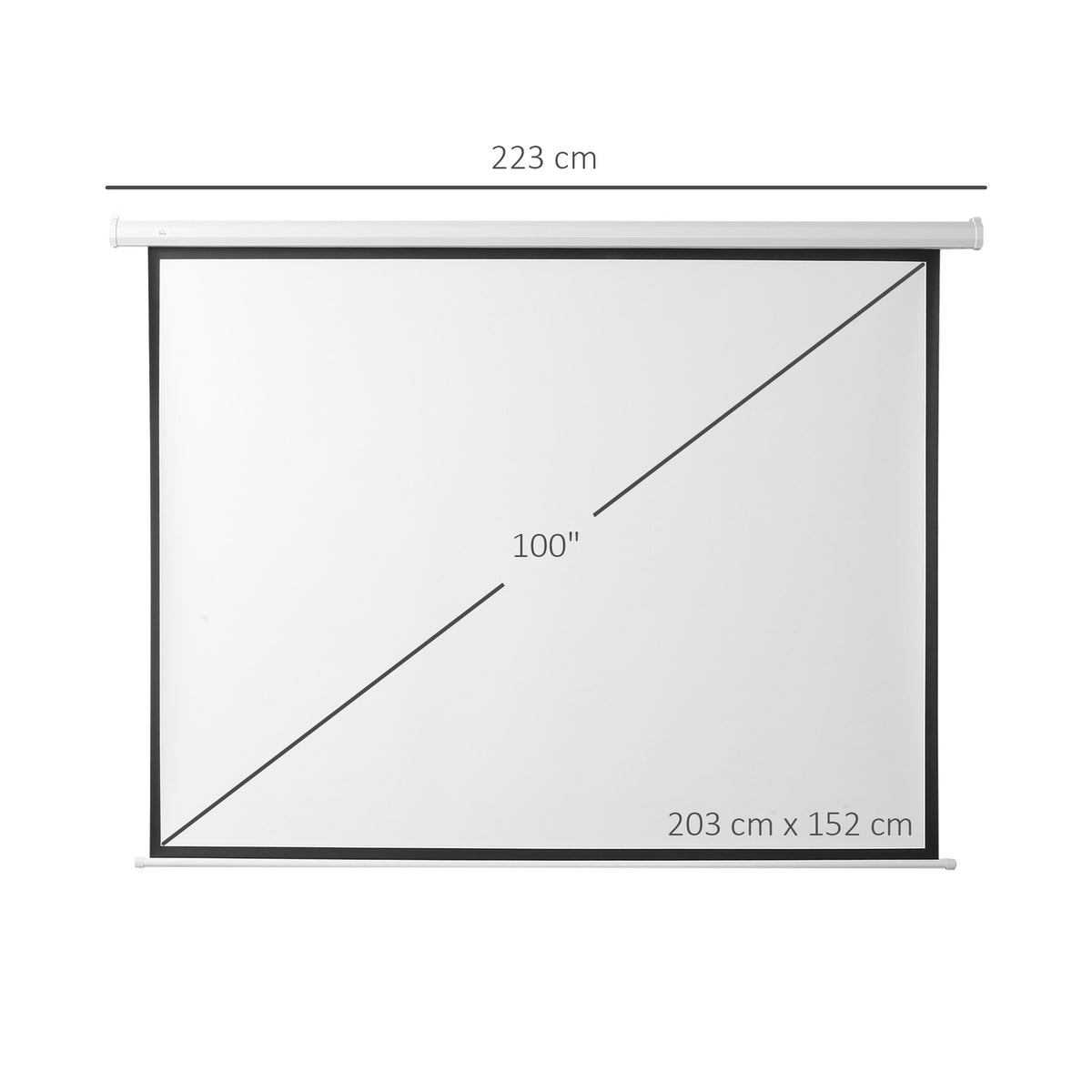 4:3 Projector Screen Electric 203 x 152 cm Projection Screen with Remote Control Film Screen for Home Cinema and Presentation White