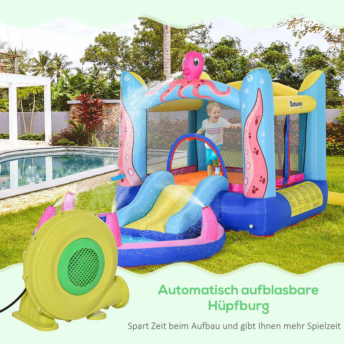 450W Electric Air Pump Bouncy Castle Blower Pump Fan Handle Continuous Blower Inflatable Toys Abs