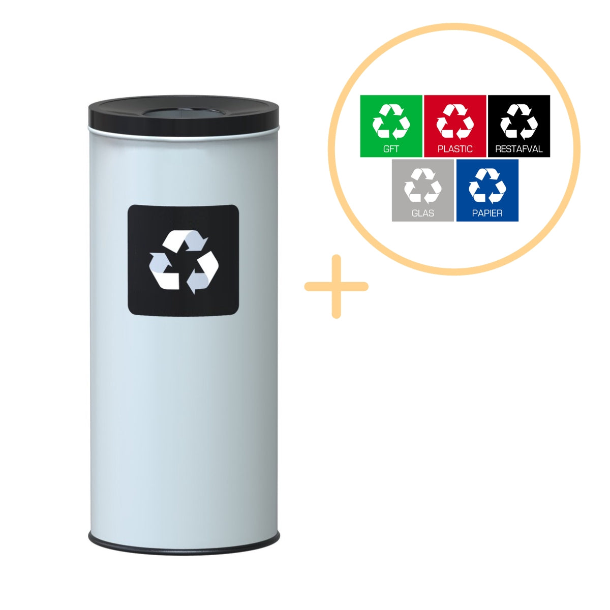 45L Eco Recycle Bin – White, Steel, Non-Slip