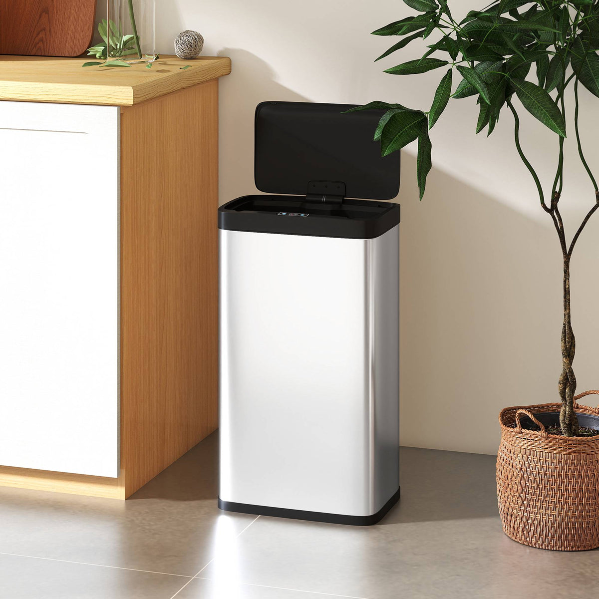 45L Sensor Trash Can, Soft-Close Lid, Stainless Steel