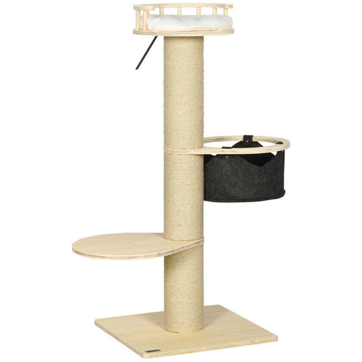 45" Scratching Post Climbing Tree With Hammock Cat Scratching Post Cat Tree With Jute Rope Posts Cat Bed Seating Platform Cat Furniture Natural
