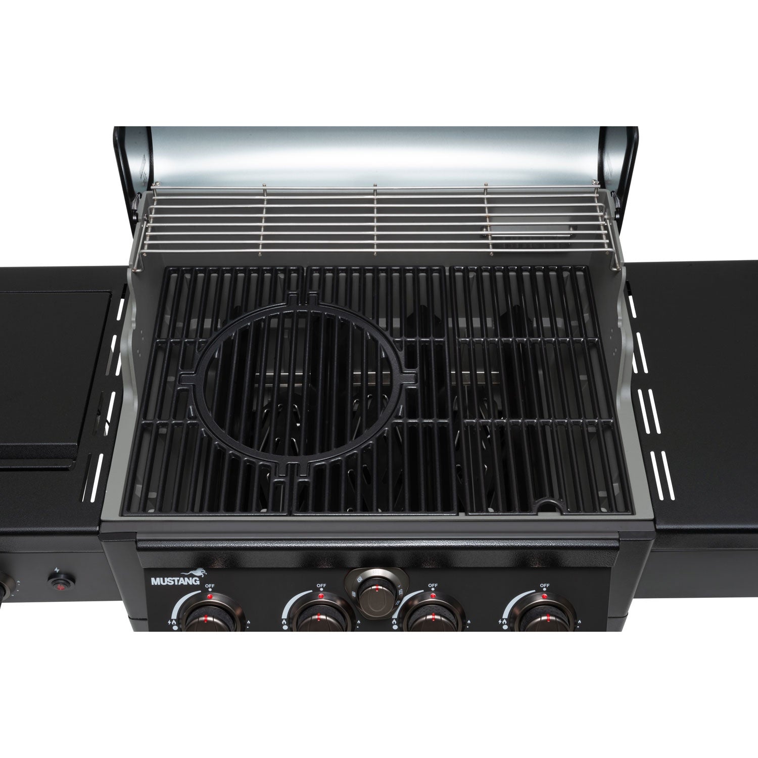4-Burner Gas Grill with Infrared Side Burner, Thermostat Control