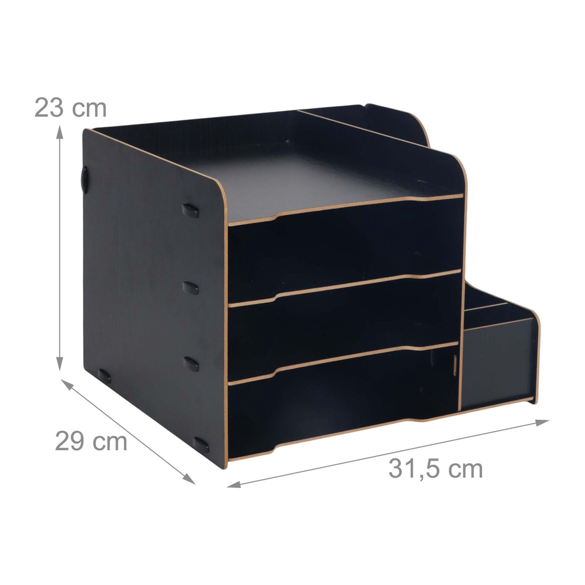4-Compartment MDF Desk Organiser, Wood-Effect Finish