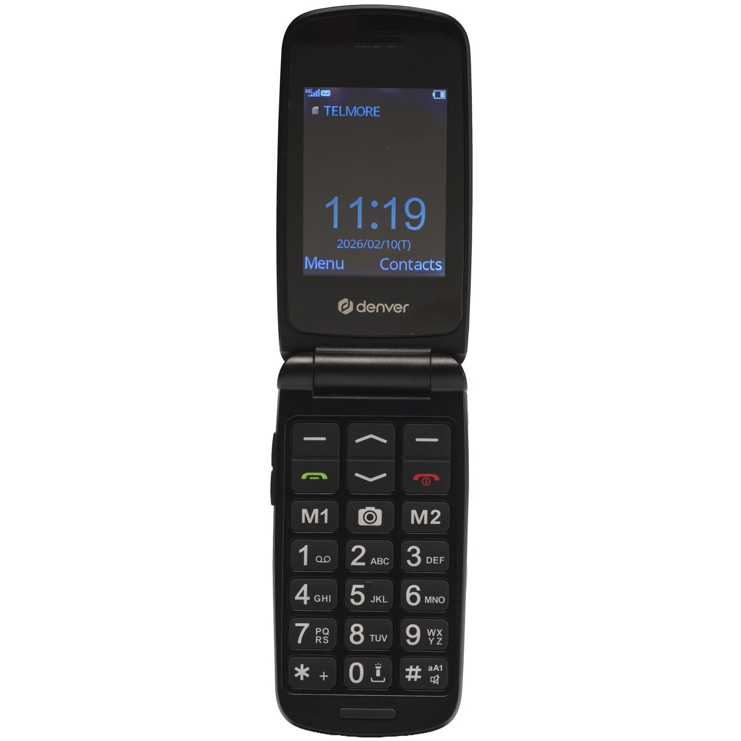 4G Senior Flip Phone with SOS Button, 2.4" Screen, Black