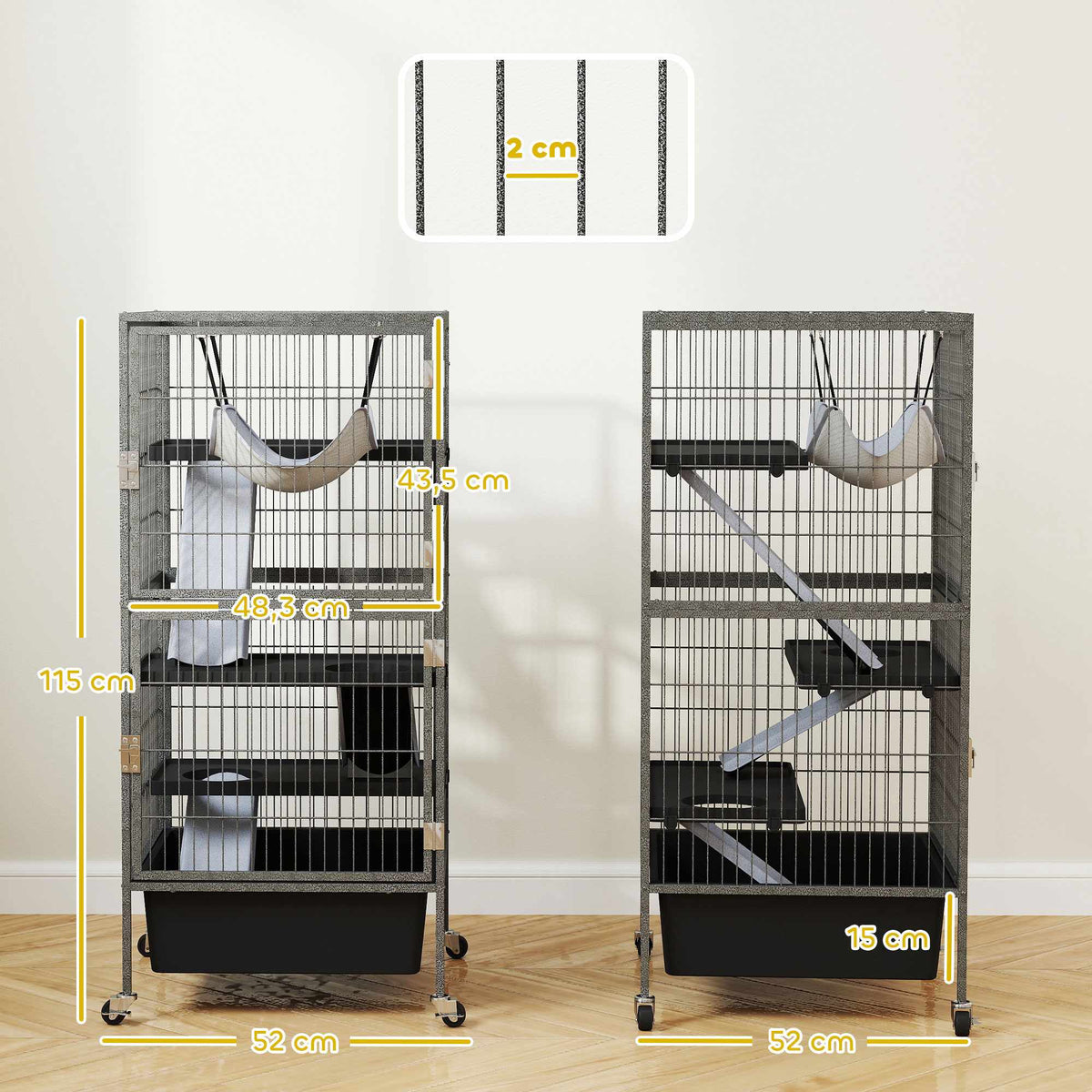 4-Level Small Animal Cage with Platforms and Ramps