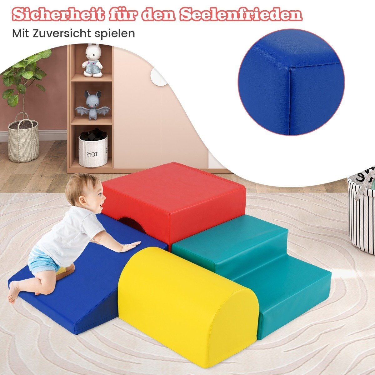 4 PCS. Foam building blocks for climbing and romping around. Soft building blocks. Giant building blocks red + blue