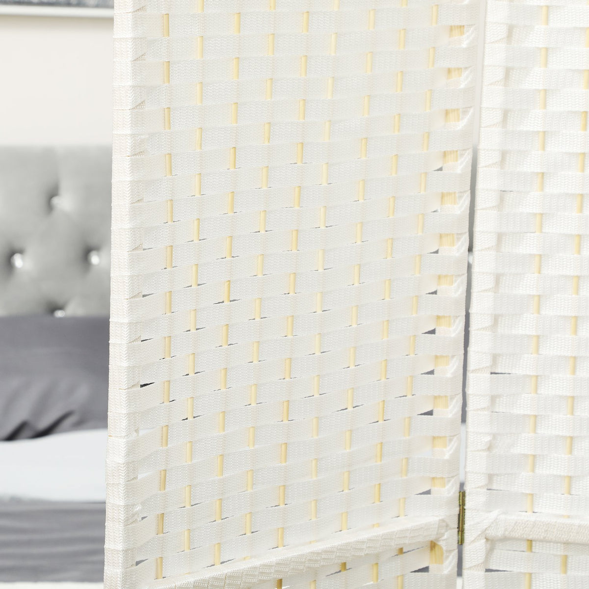 4-Panel Folding Room Divider, White Polypropylene