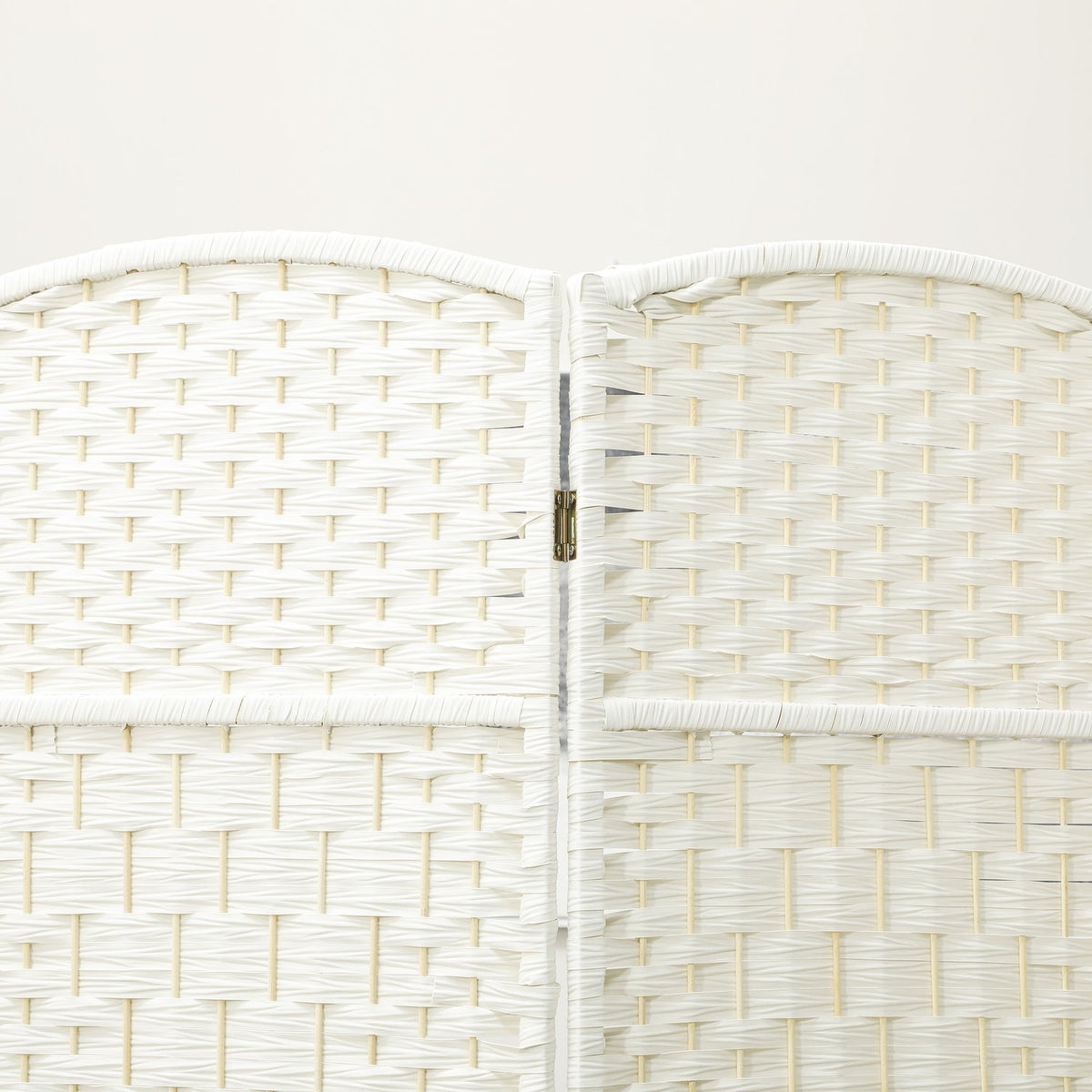 4-Panel Folding Room Divider, White, Polypropylene, Pine
