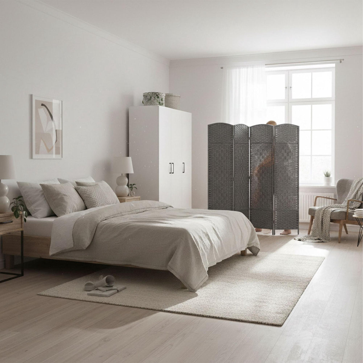 4-Panel Room Divider Folding Screen