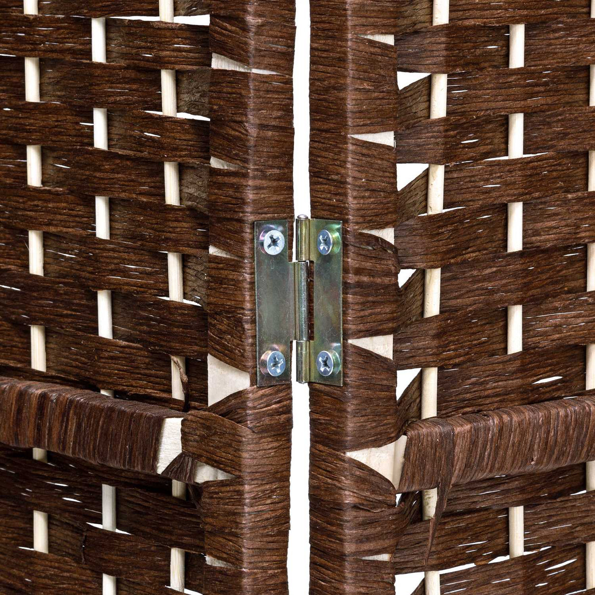 4 Panel Wooden Room Divider, Brown – Privacy Screen