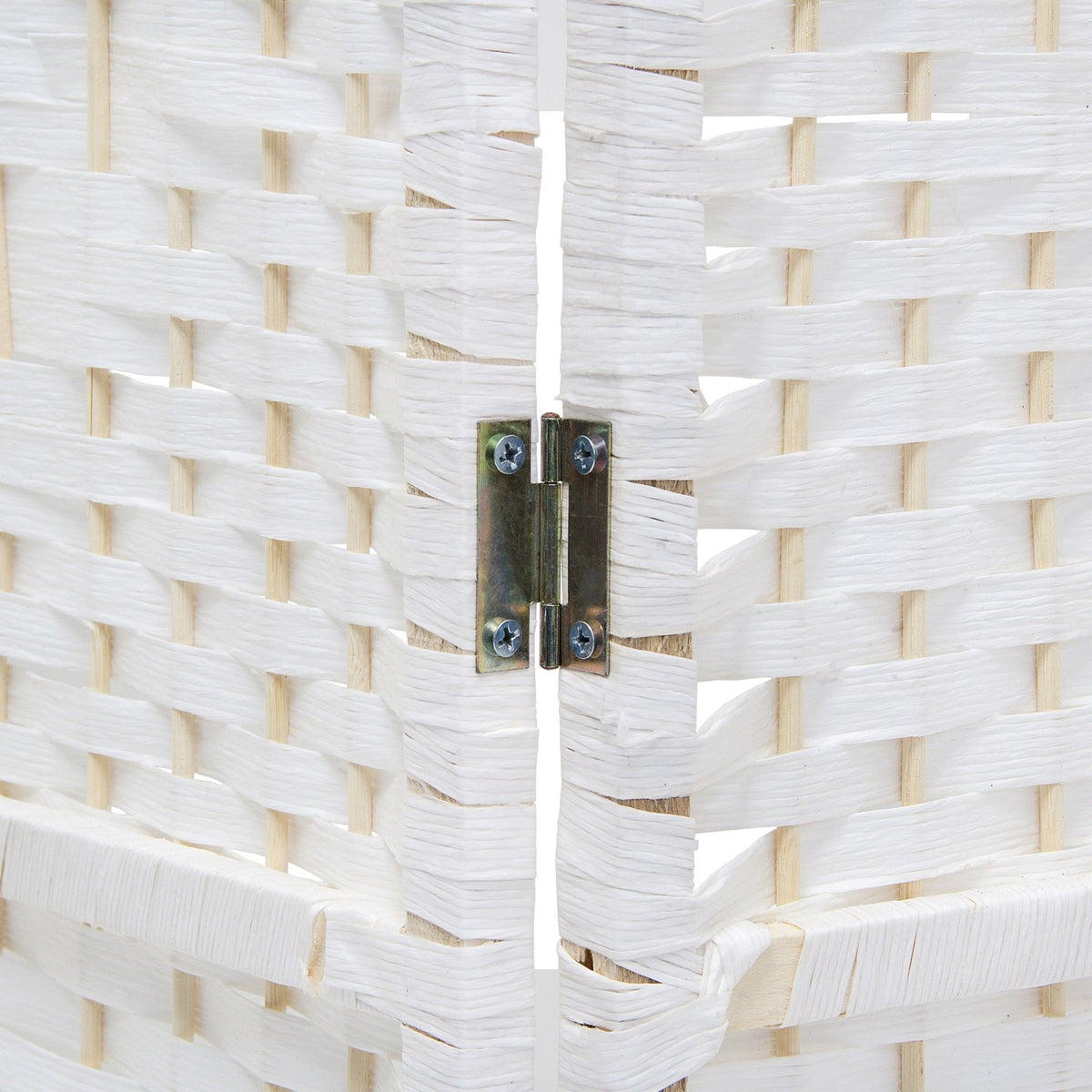 4 Panel Wooden Room Divider, White – Privacy Partition