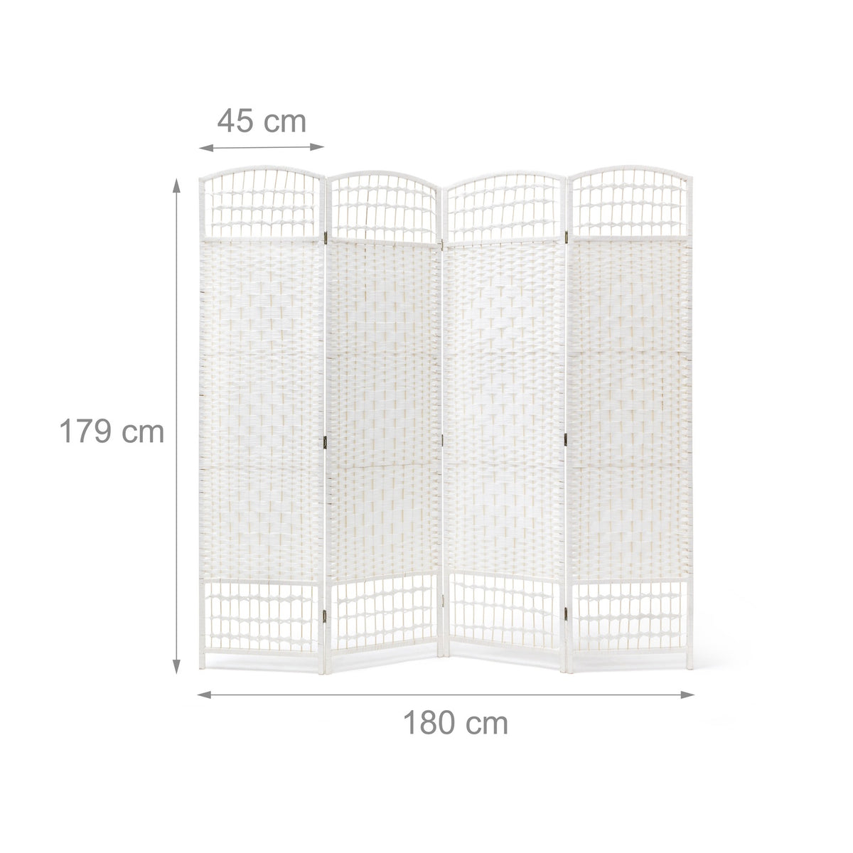4 Panel Wooden Room Divider, White – Privacy Partition