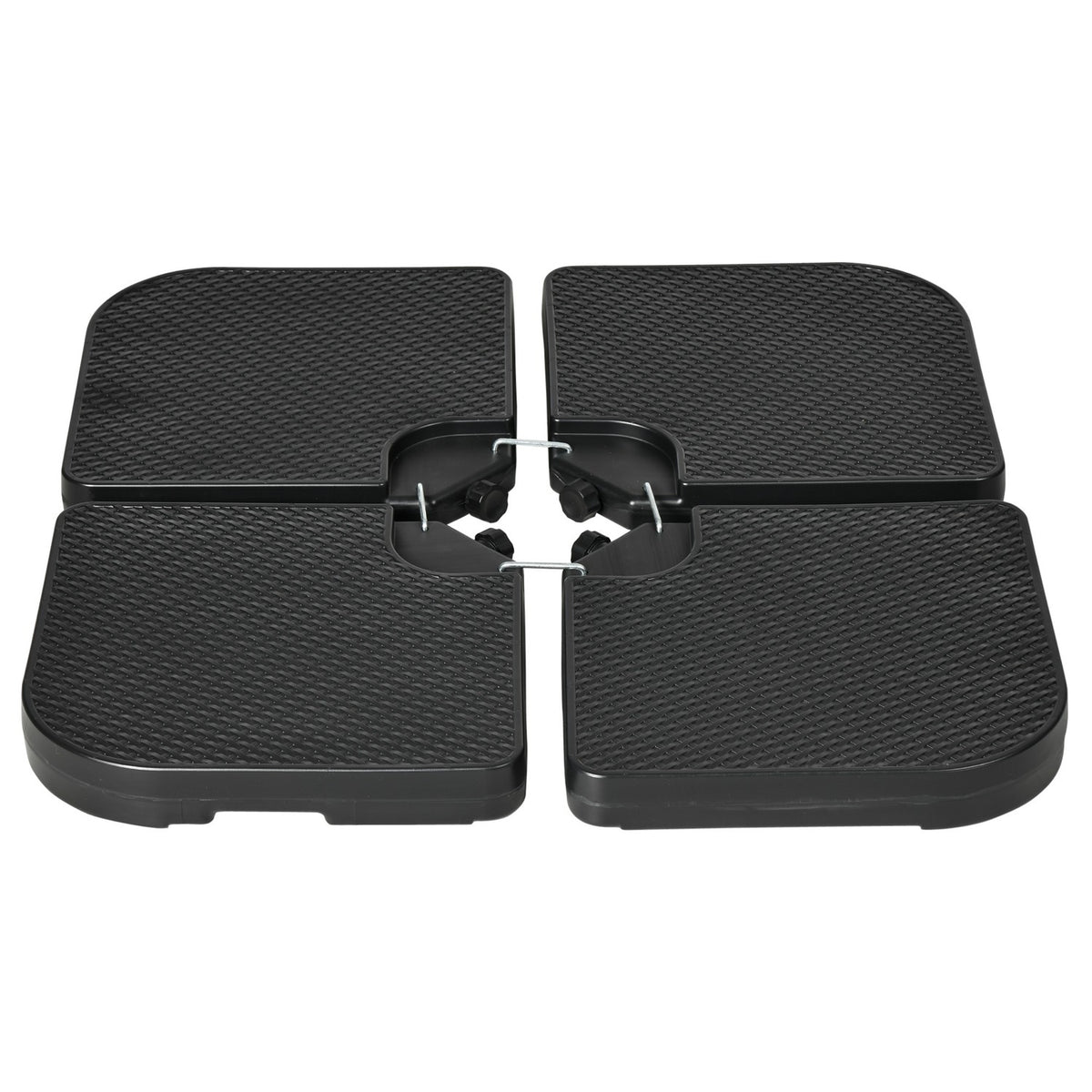 4 Pcs. Parasol Weight, Weatherproof Parasol Weight For Cantilever Parasol With Handle, Can Be Filled With 80 Kg Of Sand Or 60 Kg Of Water, Hdpe, Black