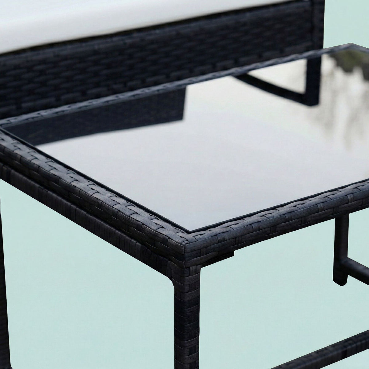 4-Piece Outdoor Rattan Furniture Set with Cushions