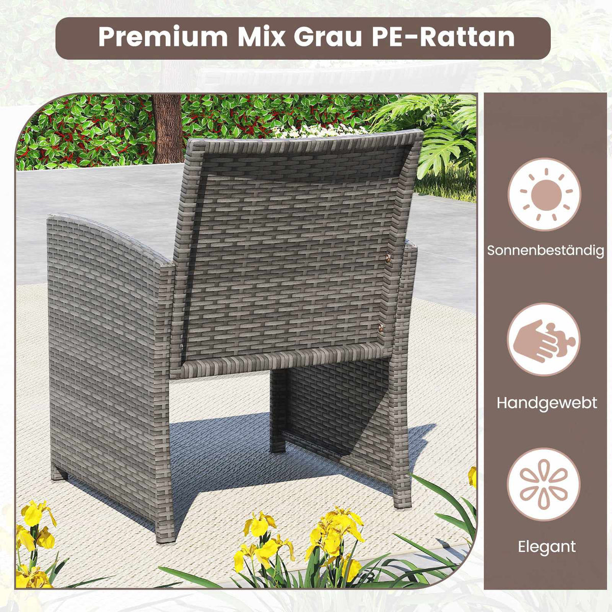 4-Piece Patio Furniture Set with Rattan Chairs & Table