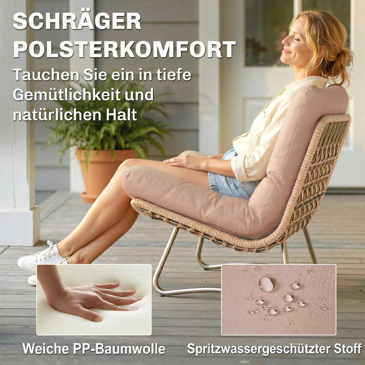 4-Piece Polyrattan Garden Lounge Set with Cushions