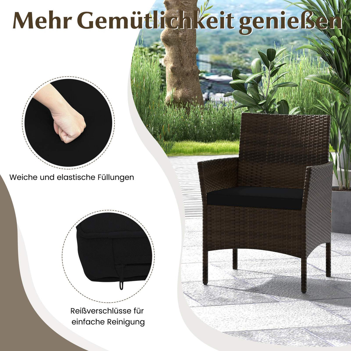 4-Piece Rattan Outdoor Furniture Set with Cushions