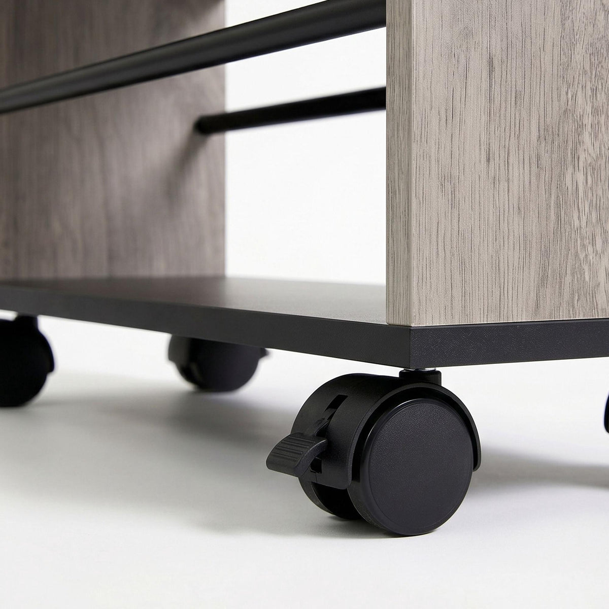 4-Shelf Wood-Look Trolley with Handles