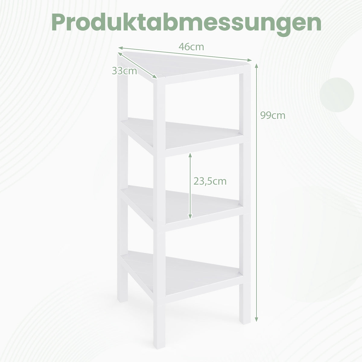 4-Tier Corner Bookshelf with Open Slatted Shelves, White
