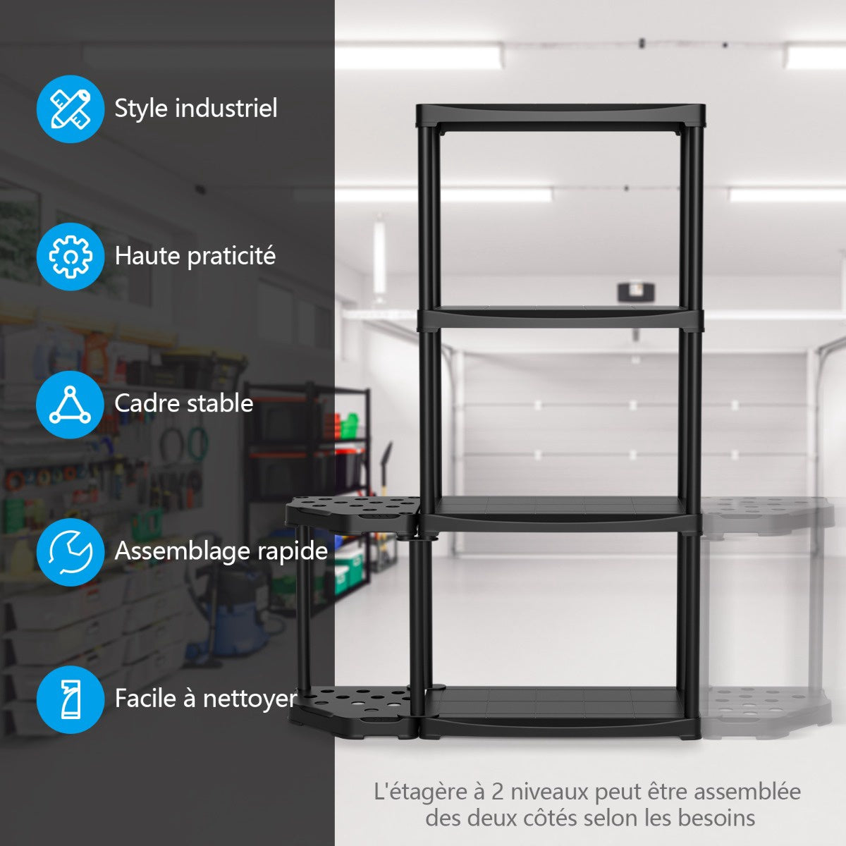 4-Tier Garage Storage Shelf with Tool Organizer – 176 lb